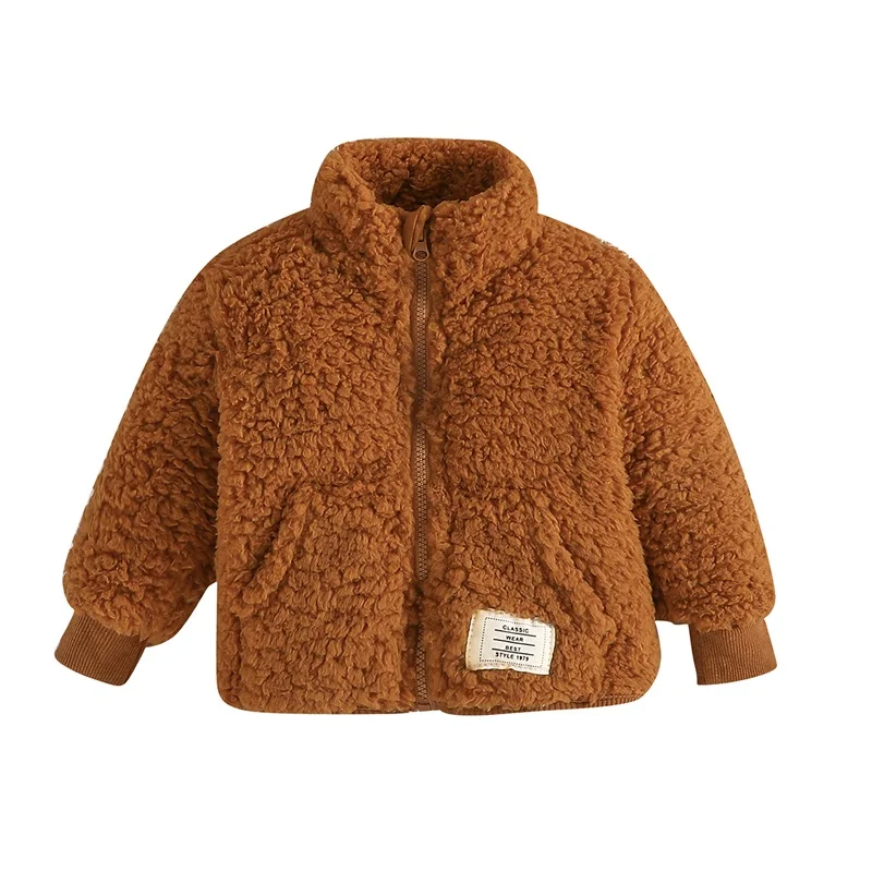 Baby Boys Girls 3D Bear Ears Shape Fleece Long Sleeve Hoody Zip Up Coat Jacket Infant Baby Sweatshirt