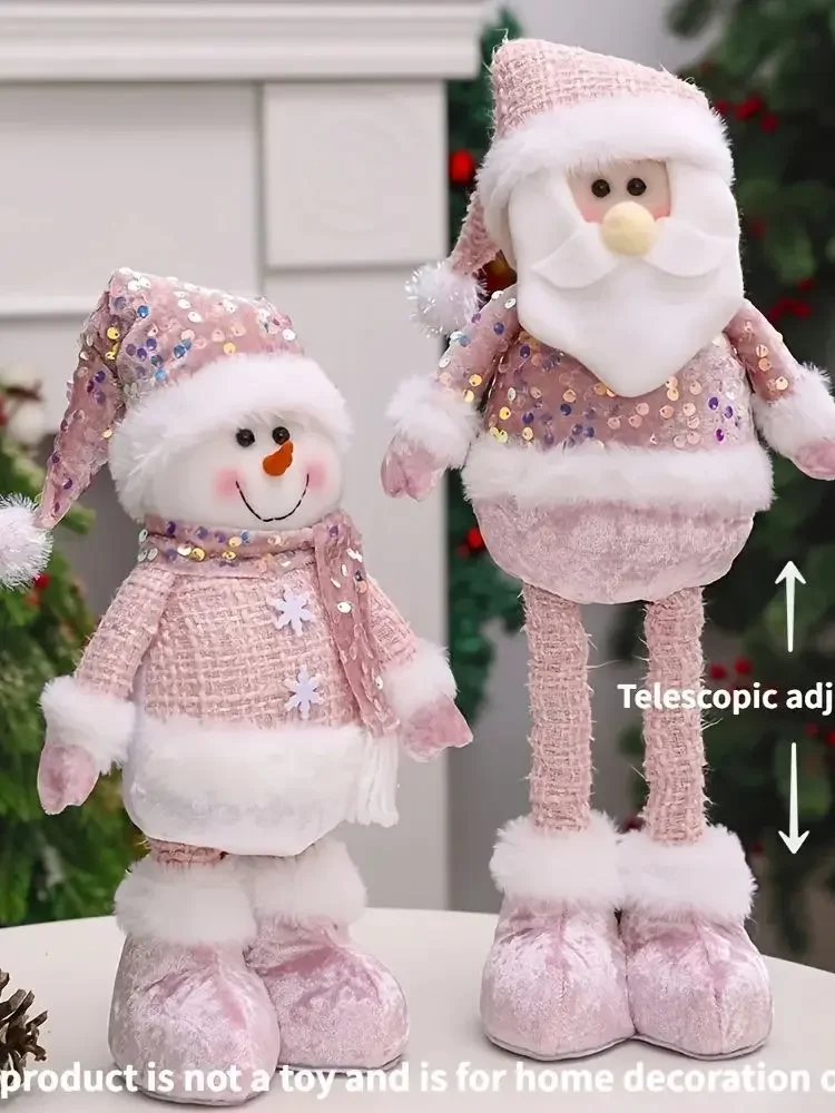 Neuer bezaubernder rosa, höhenverstellbarer Schneemann, Weihnachtsmann und Rentier, Weihnachtsdekorationsartikel, Weihnachtsdekoration für Zuhause und Büro – Detail 9
