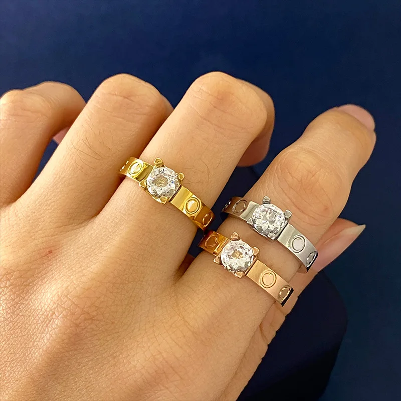 

European and American stainless steel screw printed couple ring