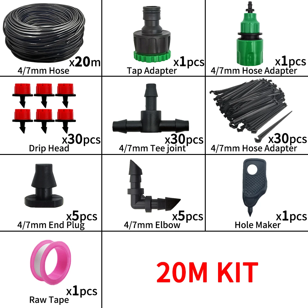 5-20 متر نظام الري بالتنقيط مجموعة سقي النباتات أط...