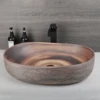 ZAPPO Wood Colored Ceramics Bathroom Sink Vessel Sink for Bathroom  Above Counter Ceramic Bathroom Vanity Vessel Sink Bowl 2