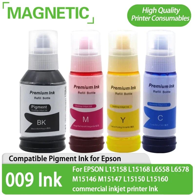 

4 pcs 009 Pigment Ink Compatible For EPSON L15158 L15168 L6558 L6578 M15146 M15147 L15150 L15160 commercial inkjet printer Ink
