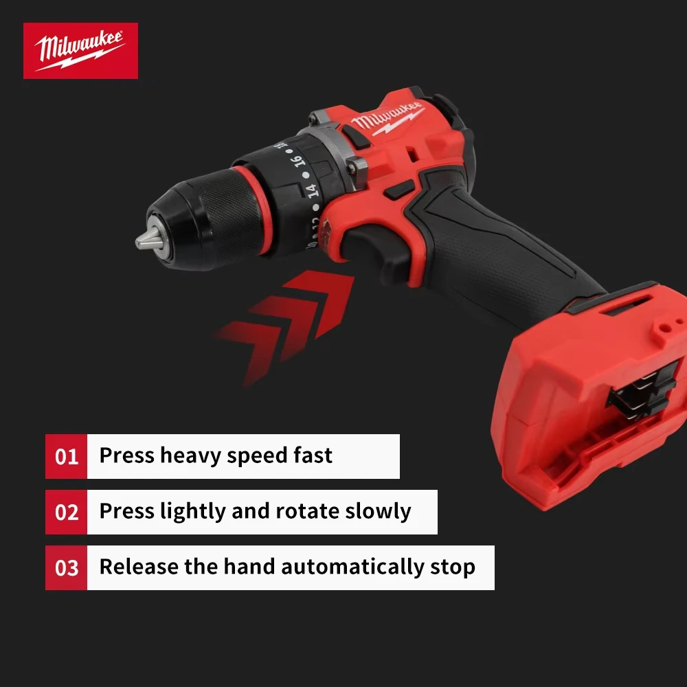 Milwaukee 150N.m Brushless Electric Impact Drill Cordless Drill Driver Mini Electric Screwdriver 18V Rechargeable Power Tool 5