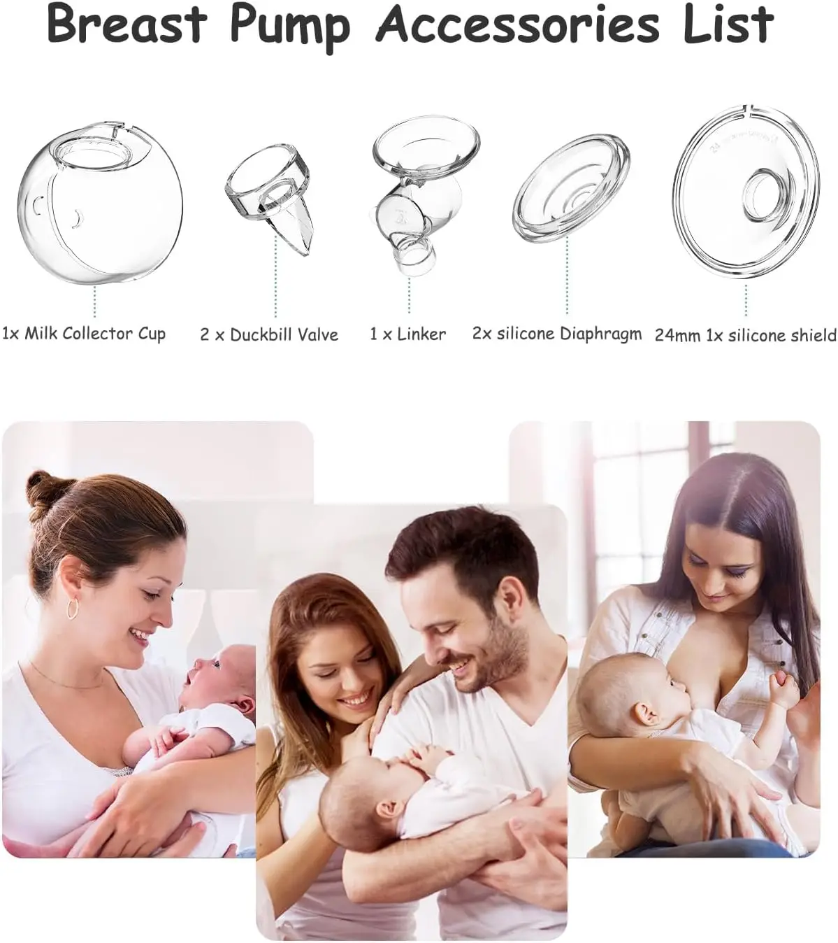 Wearable Breast Pump Accessories Silicone Flanges Breast Shield Valve Diaphragm Linker Collection Cup for S9 S10 S12 4