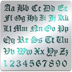 Gothic Alphabet & Number Stencil Template for Creative Projects, 6.14x6.14 Inch (AECH09 - 03402)