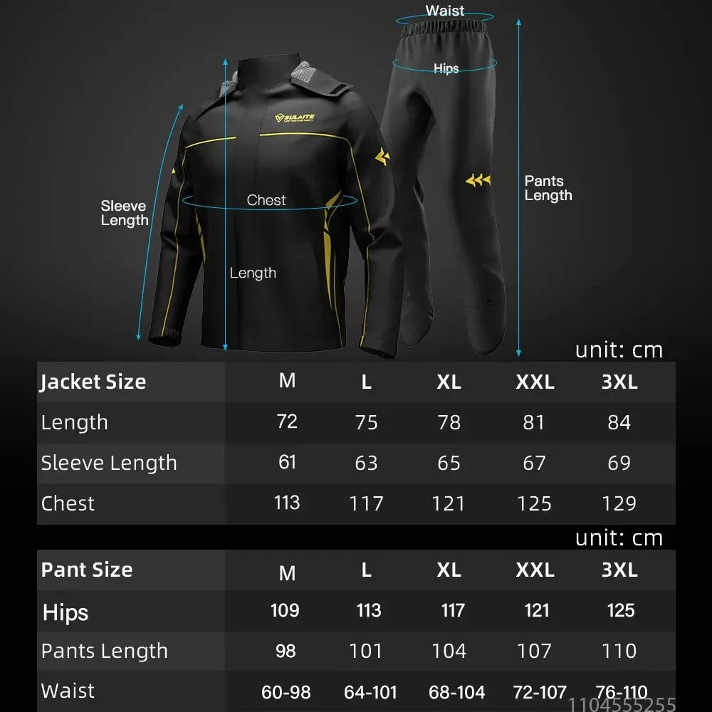 Motorcycle Raincoat Rain Suit Waterproof Jacket with Pants Breathable Lightweight Packable Raincoat with Hooded Rain Gear Unisex