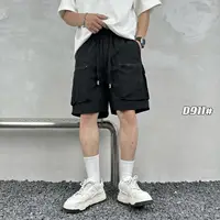 Quick drying summer multi pocket thin solid color simple loose workwear shorts for men, five point casual trendy brand sports pa