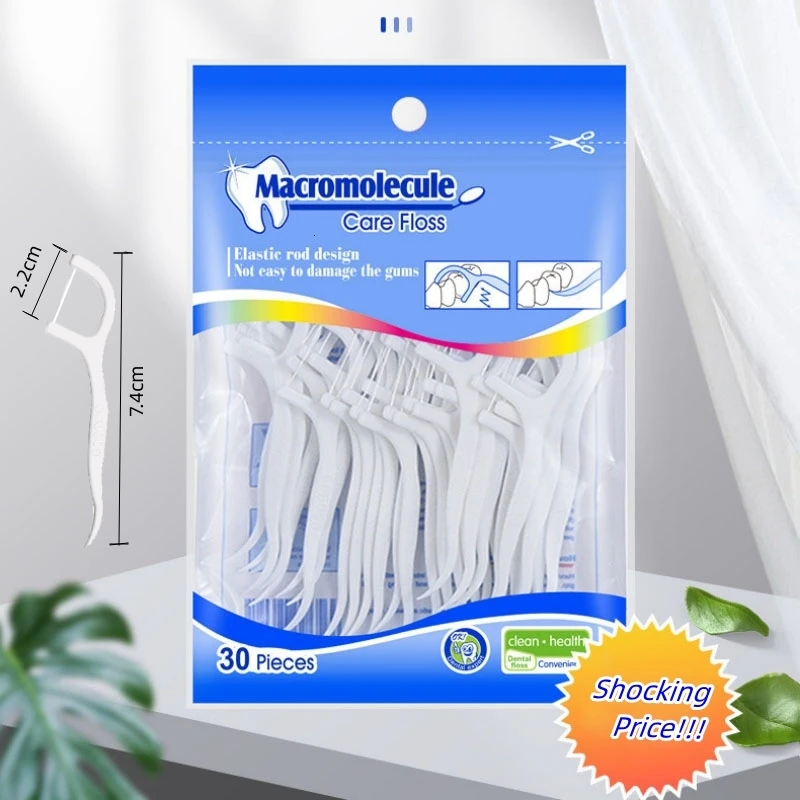 30pcs Dental Floss Picks Toothpicks With Thread fil dentaire hilo dental flosser Tooth Threads