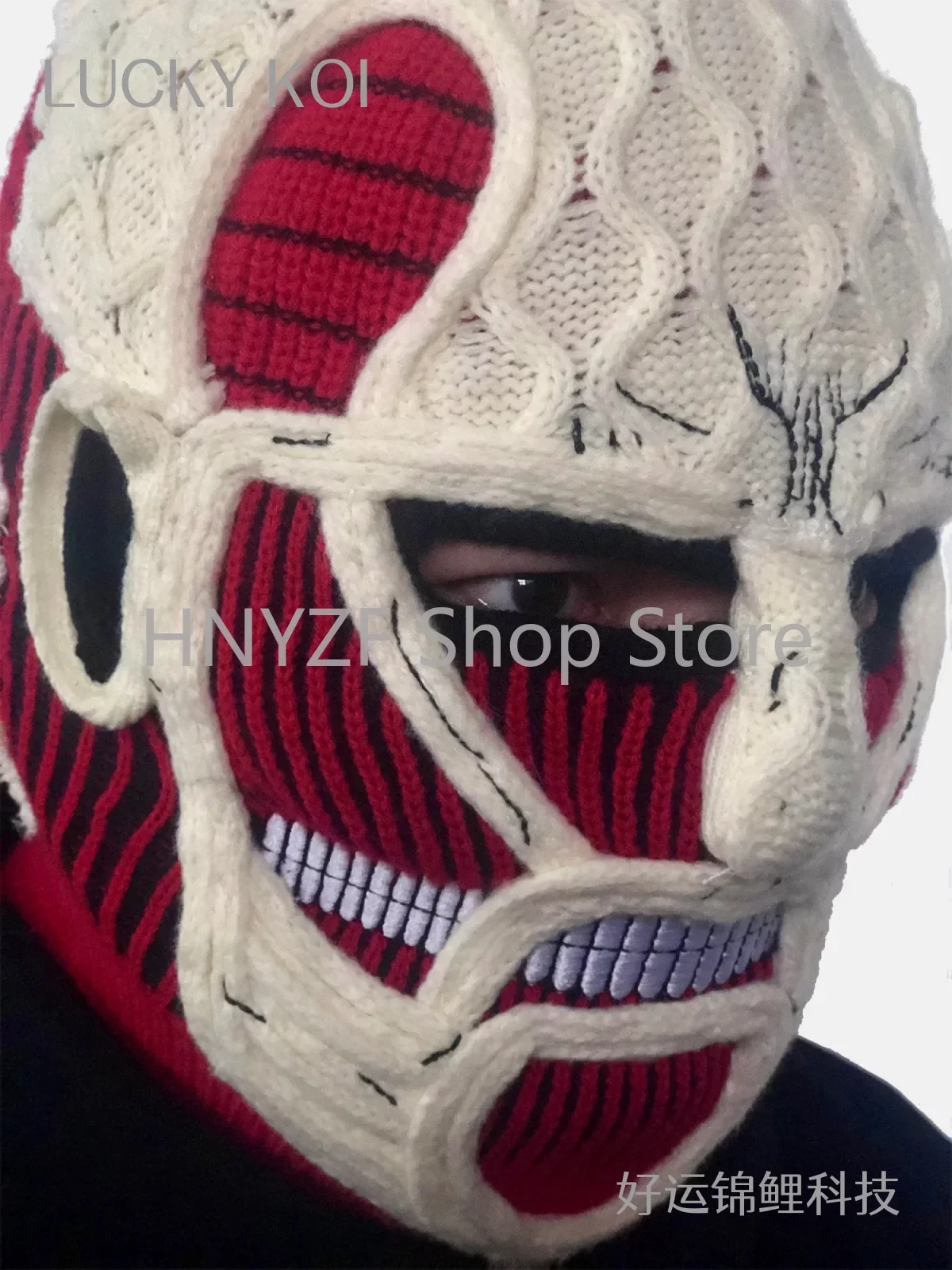 Attack On Titan Mask 남성용 인기 스키 라이딩 페이스 마스크, 남성용 수제 모자, 가을 겨울 따뜻한 비니 얼굴 모자