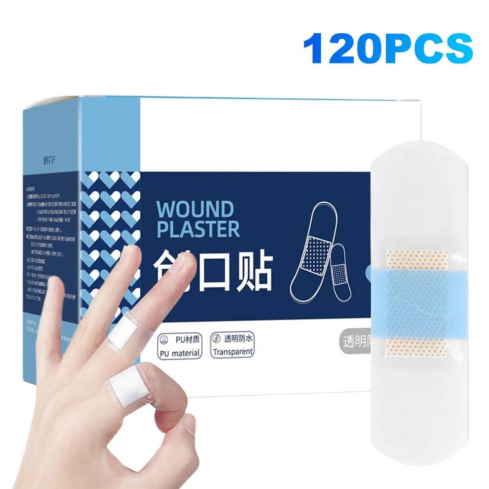 50/120Pcs PU Transparent Waterproof Band Aid Invisible Hemostasis Wound Plaster Waterproof Wound Strips First Aid Emergency Kit