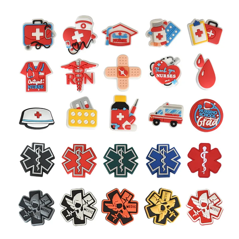 

Kawaii Cartoon Medical Health PVC Shoe Charms Accessories Croc Pin Jeans Buckle Decoration Fit Adult Kids Party Croc Charms