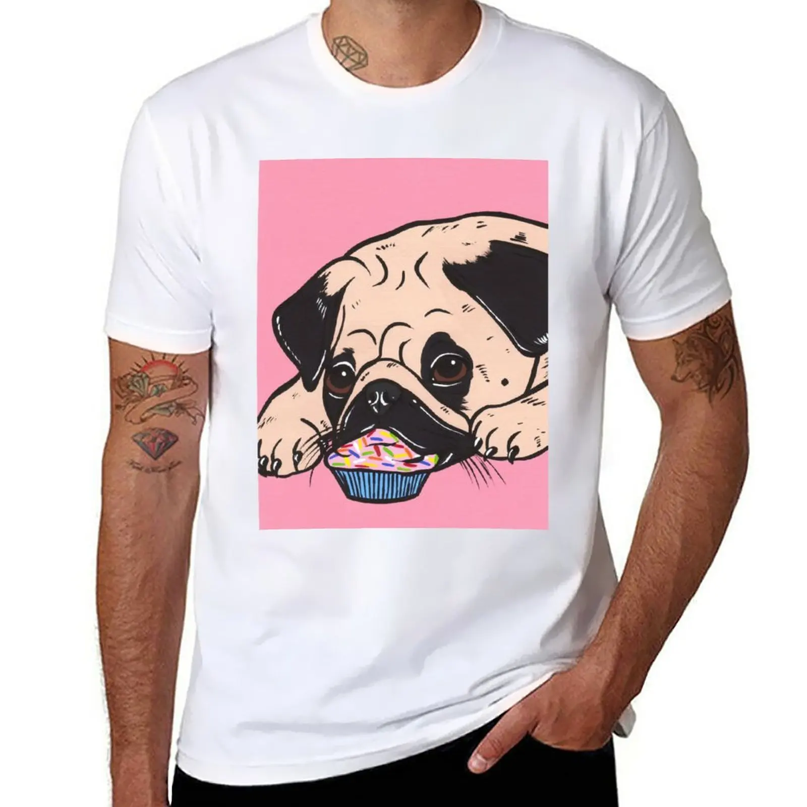 

New Pink Pug Cupcake T-Shirt plain t-shirt graphics t shirt fitted t shirts for men