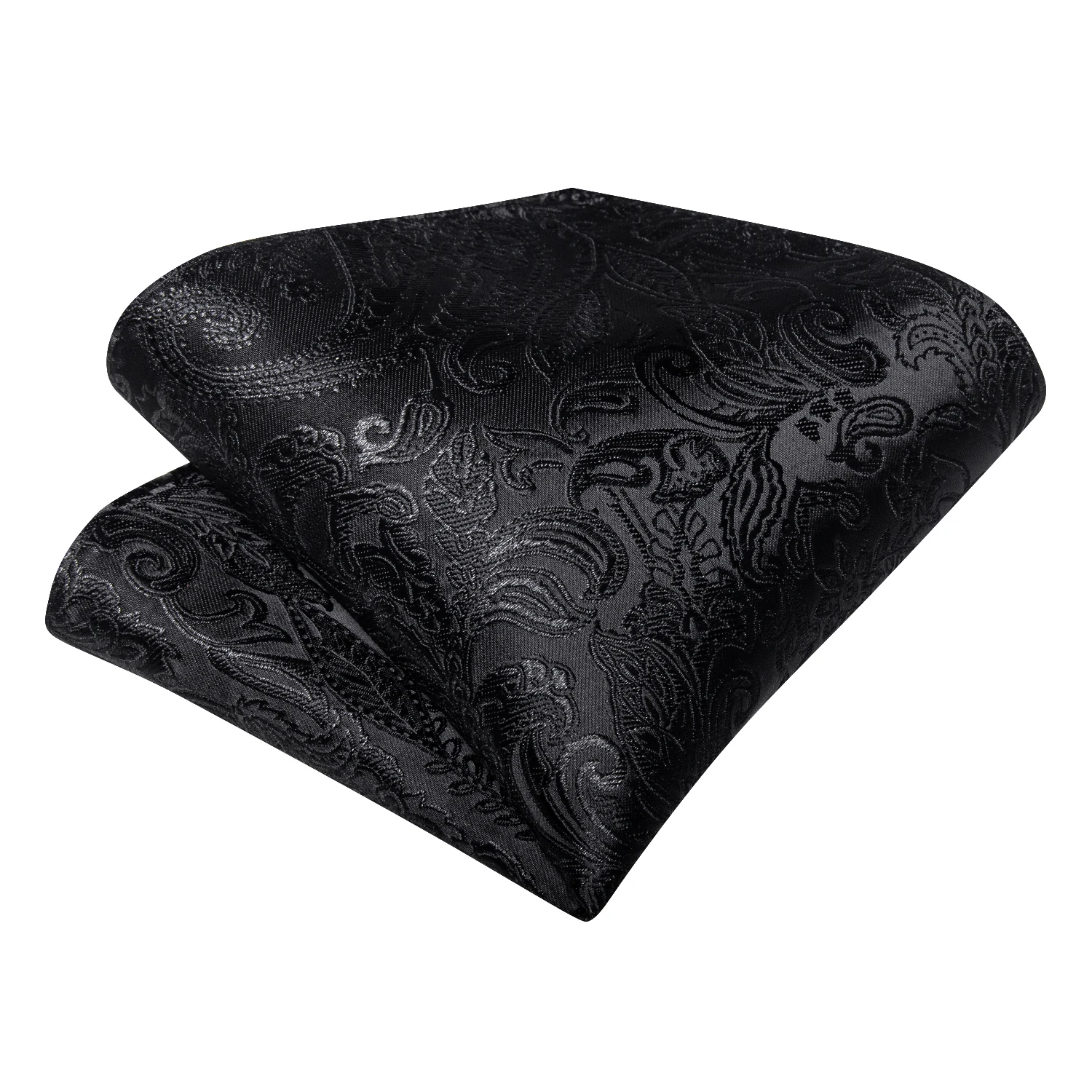 DiBanGu Mne's Black Paisley Ascot mit goldenem Ring, Einstecktuch, Manschettenknöpfe, luxuriöse Hochzeit, Party, einzigartige Krawatte, Corbatas Para Hombr – Detail 9