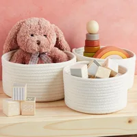 1PC Nordic Hand Woven Cotton Rope Storage Baskets Desktop Sundries Kids Toys Organizer Box Baby Dirty Clothes Laundry Basket 2