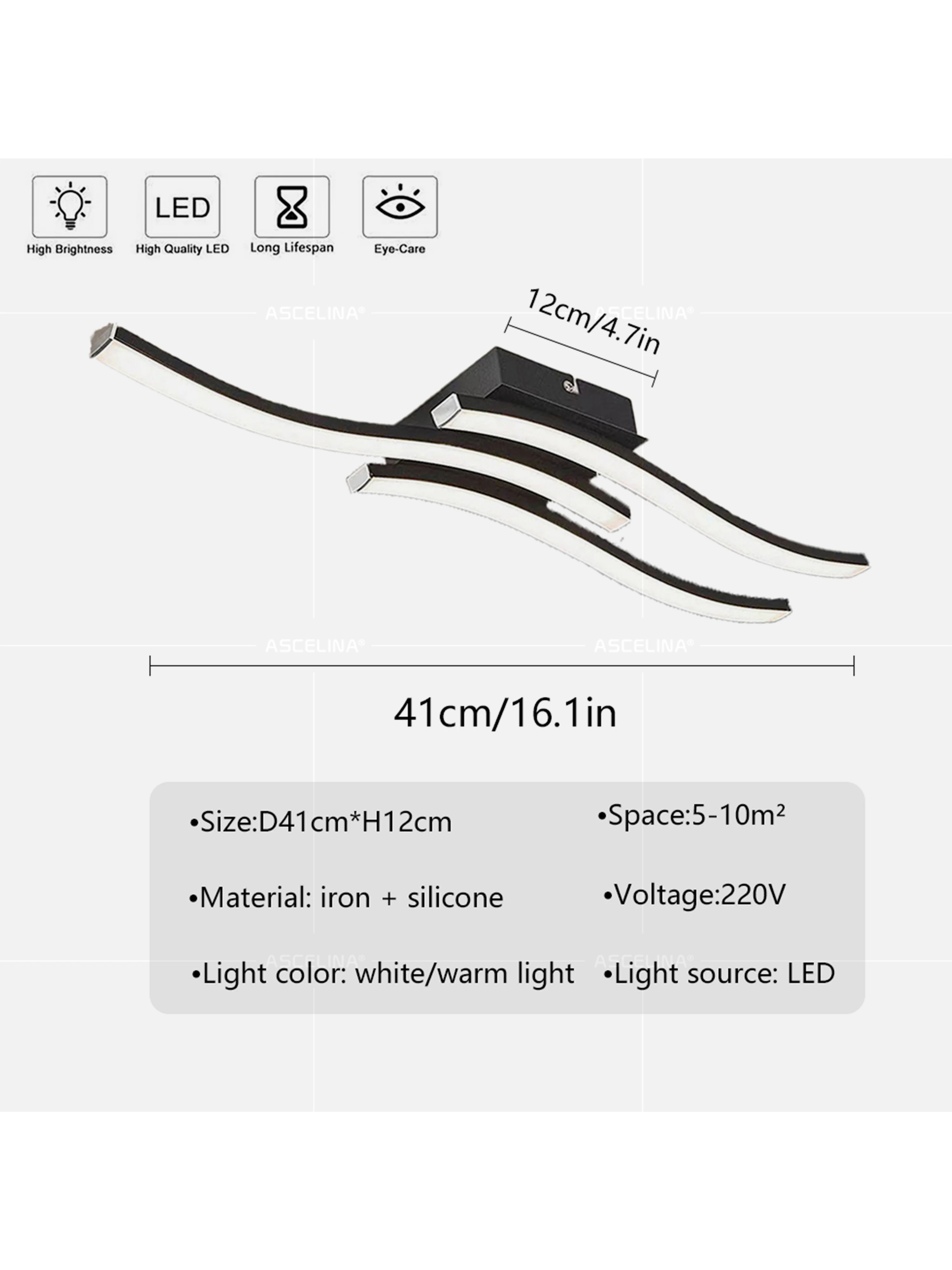 Description Picture 5 of itemModern LED Ceiling Light Creative Cross Wave Line Lamp For Restaurant Living Room Bedroom Entrance Hallway Illumination Fixtures