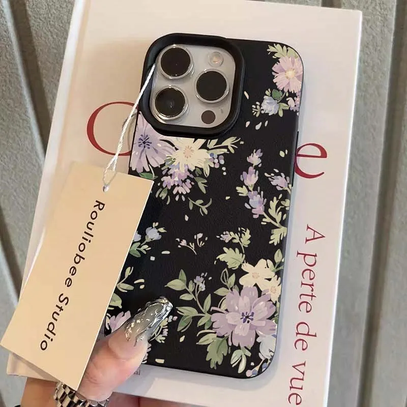 Purple Sun Leaf Lichee Pattern Silicone Phone Case Cover