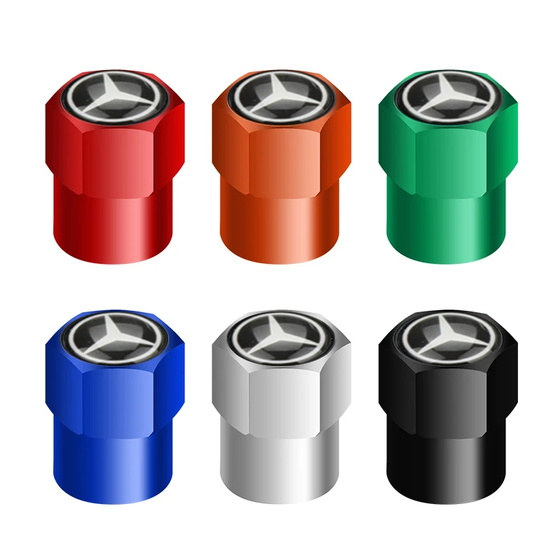 Luxury Car Tire Valve Caps with Emblem - Premium Metal Stickers for Enhanced Interior Aesthetics