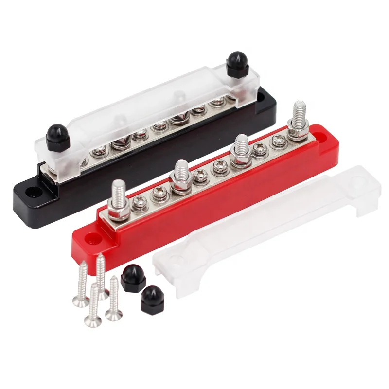 

10 Way Screw Power Distribution Block 4 x M6 Terminal Studs 6 x M4 Terminal Screws Battery 12V Bus Bar for Car Marine