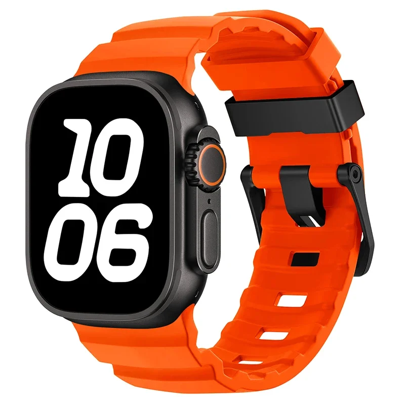 Sport Silicone and Titanium Metal Bracelet Strap