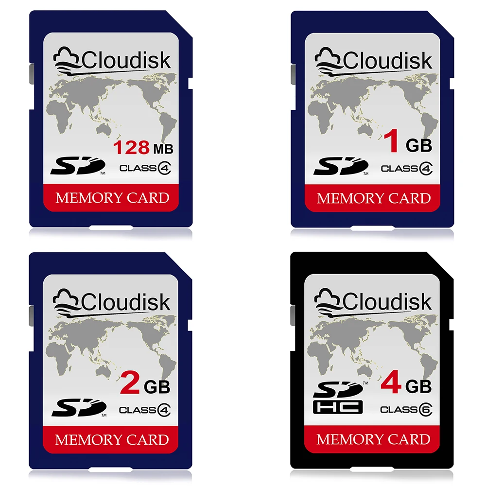 Cloudisk SD Card Class 6 4GB World Map Class 4 2GB 1GB 128MB Memory Card for Camera