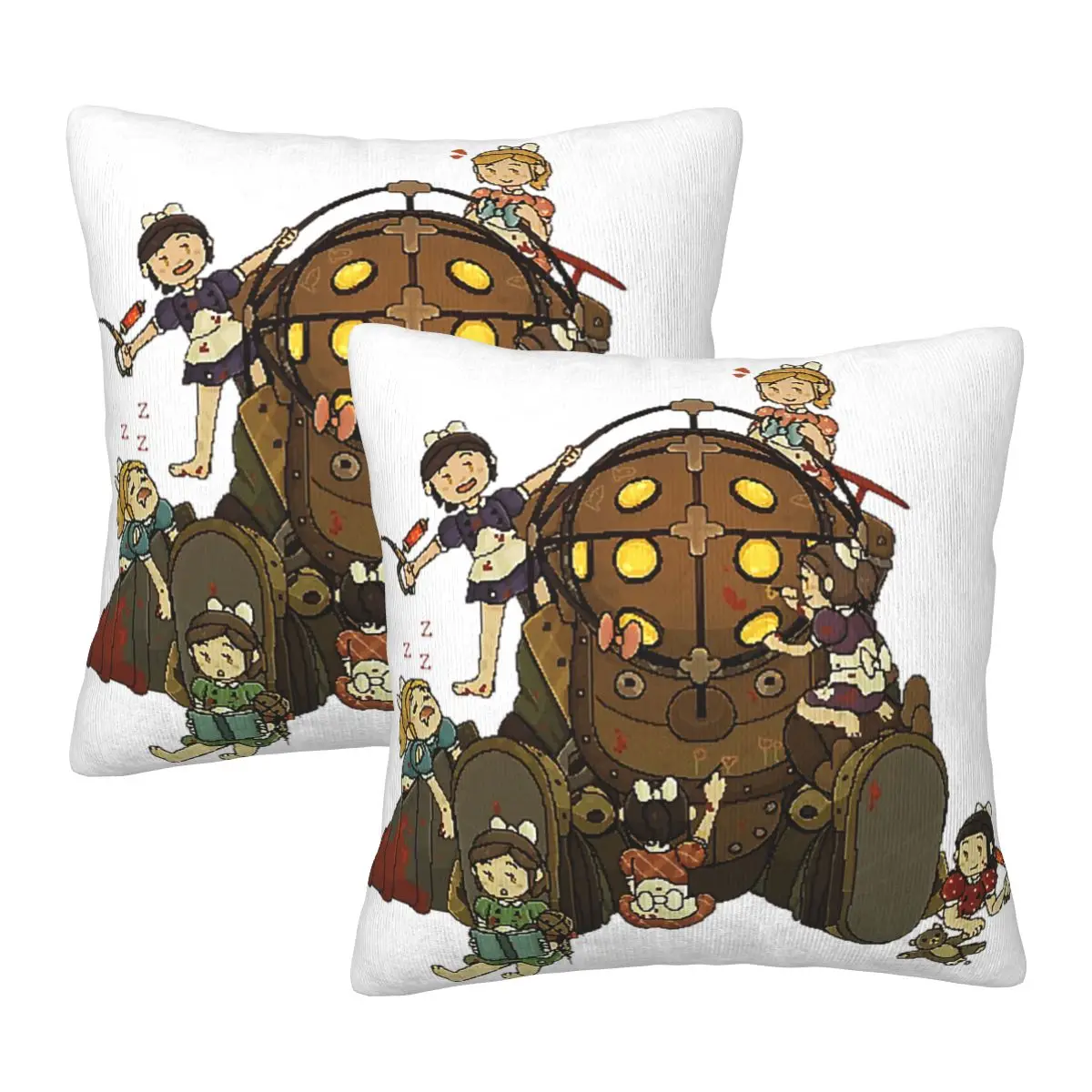 Bioshock Pixel Art In Vendita Set Di Cuscini Quadrati Di 2 Guest Room Unique Outdoor Camping Soft Joke