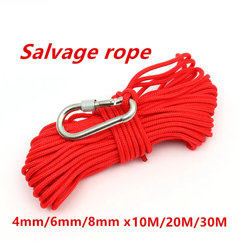 10M/20M/30M of Multiple Lengths Outdoor Powerful Salvage Neodymium Fishing  Magnet Insurance Rope with Carabiner