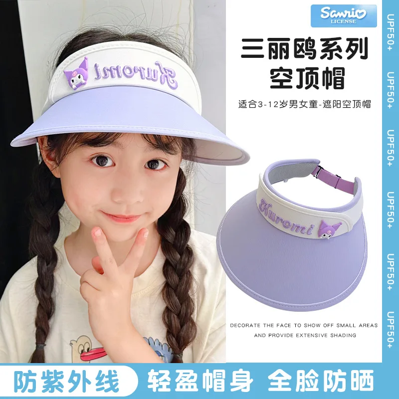 

Sanrio Authentic Kuromi Cinnamoroll Pochacco Melody Children's Sun Hat Boys Girls Summer Sun Protection UV Empty Top Sun Hat