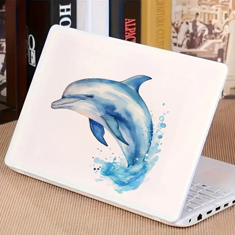Wall Stickers Toilet Stickers Watercolor Dolphin Sticker Water-proof Home Swith Decal Used for Wall Bathroom Cabinet Door Toilet Car Laptop