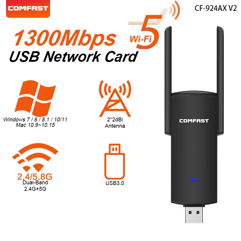Comfast WIFI 6 어댑터 AX286 네트워크 카드 USB 동글 2.4/5GHz 802.11AX 신호 수신 PC 노트북 Windows 10/11 드라이버 무료