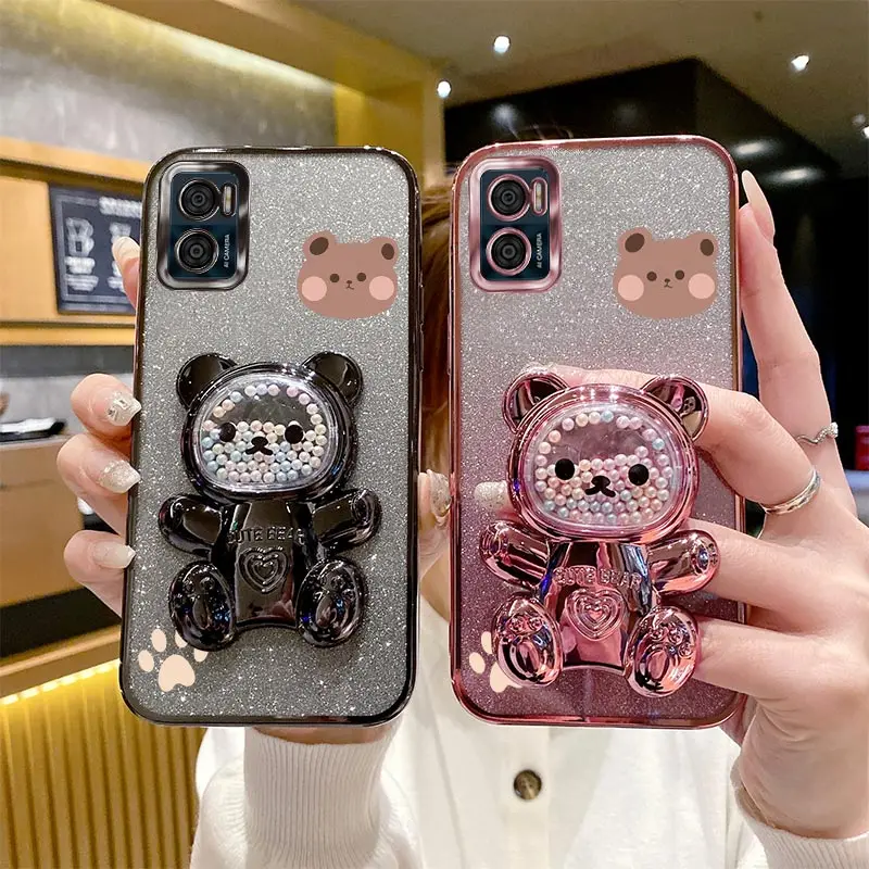 Glitter Bling Bear Phone Holder Case with Stand