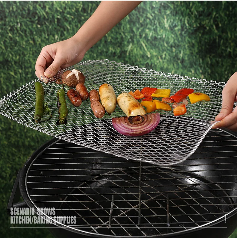 

10Pcs Disposable Grill Grid Stainless Steel Heat-Resistant Grill Grid Mats Kitchen Cooking Smoker Mats Mats Outdoor Bbq Tools