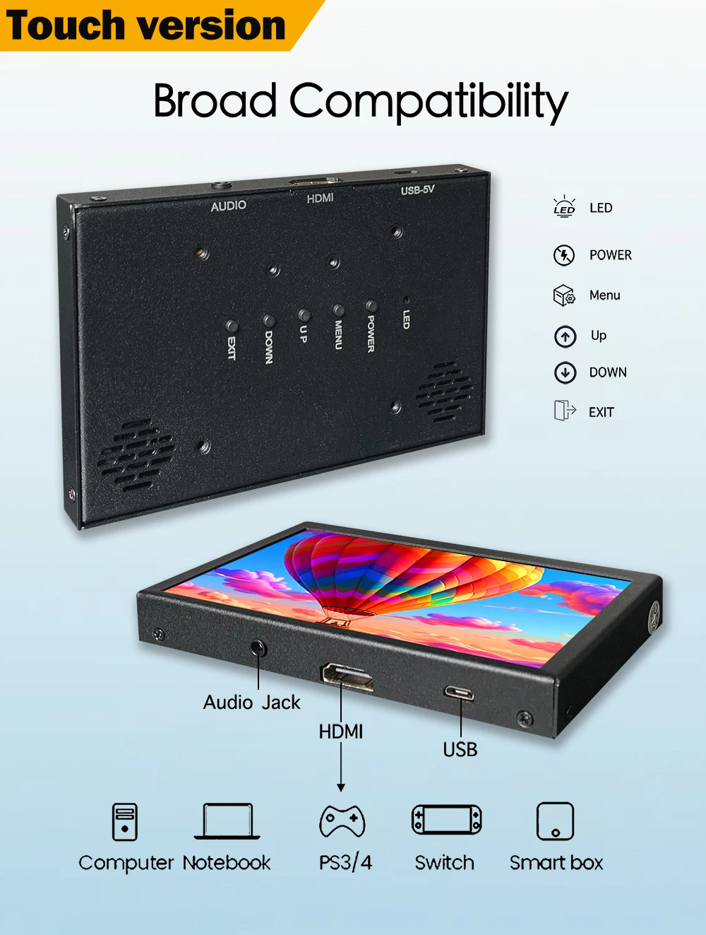 LESOWN  Portatil ġ ũ  5 ġ 800x480 IPS USB ̴ LCD ȭ PC Ʈ    HDMI ̵ ÷