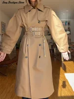 Chic Punk Trench Coat For Women Full Sleeve Loose Hooded Crop Coat Lapel Bat Sleeve Long Coats 2025 New Lady Y2k Fall Outwears 6