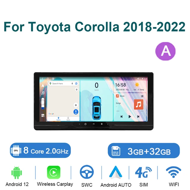 12.3 Inch For Toyota Corolla 20182022 Car Multimedia Video Player GPS Navigation Radio Android