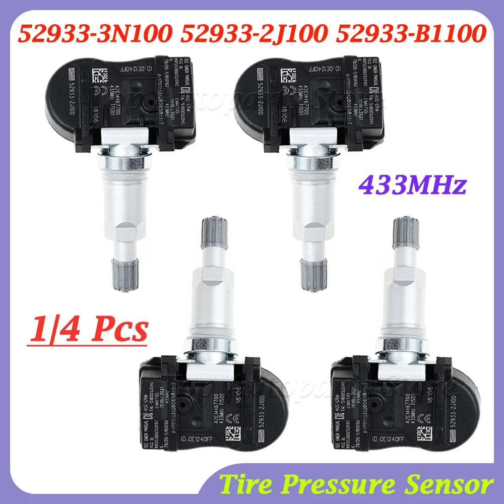 4x OEM Hyundai/Kia TPMS Sensors 52933-D4100 – 433MHz, Fits Genesis G80 & More