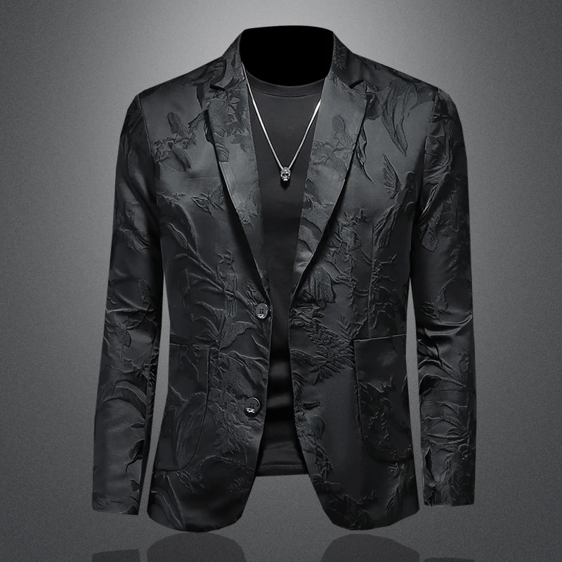 Minglu Spring Autumn Black Men's Blazer High Quality Solid Color Single Breasted Business Casual Male Jackets Man Coats 5XL