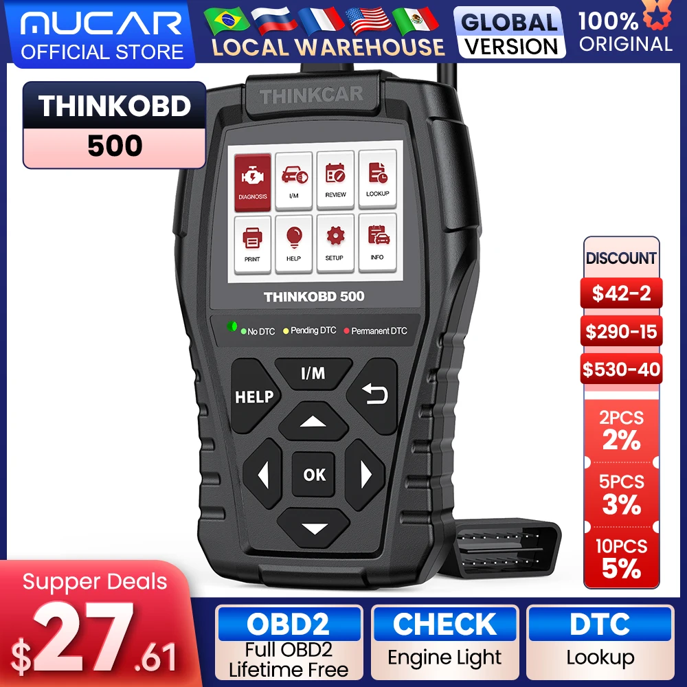 THINKCAR THINKOBD 500 автомобильный полный Obd2 считыватель кодов, сканер, автомобильные профессиональные Автомобильные диагностические инструменты Obd