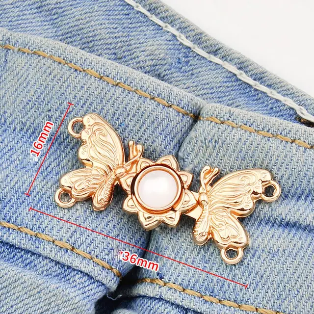 1Pair Camellia Flower Pants Button Tightener Alloy Waist Buckle Adjustable Jean  Buttons for Loose Jeans Clothing Accessories - AliExpress