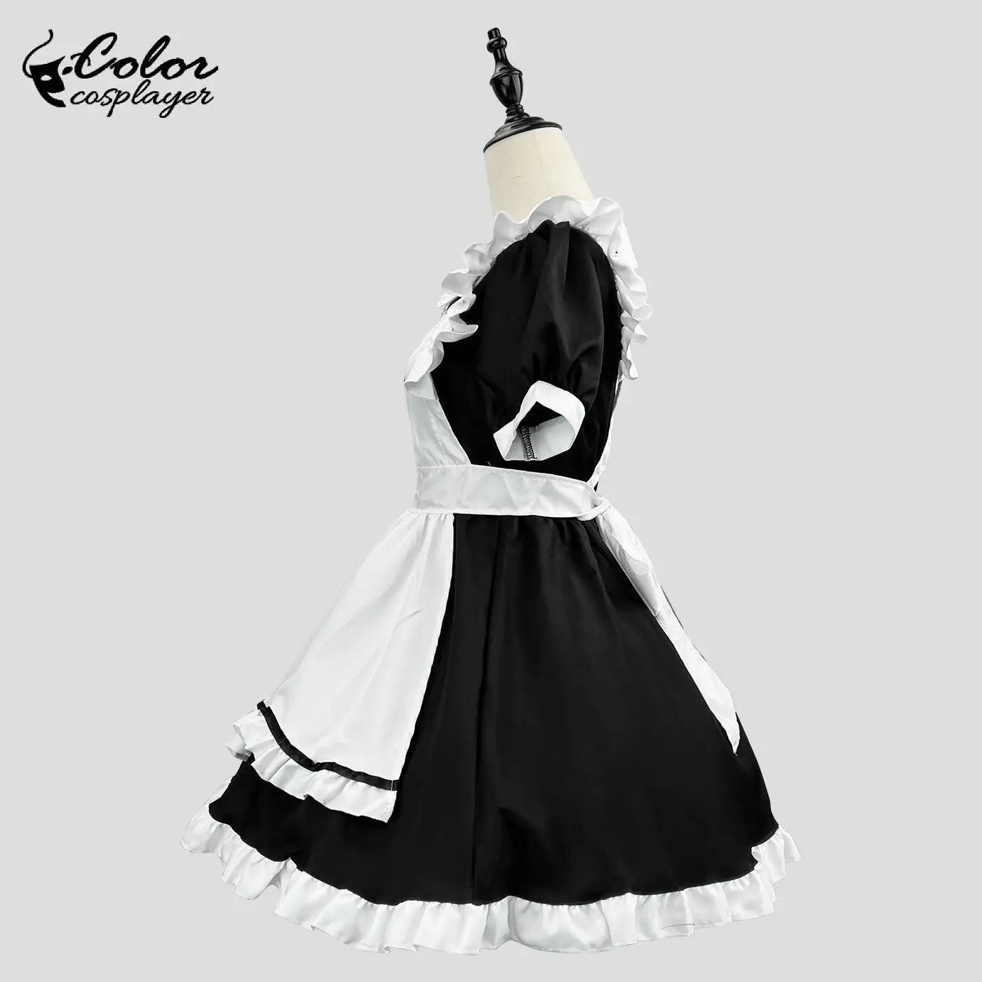 Color Cosplayer Lolita Dress Pink Maid Dress for Women Black Short Sleeve Women Set Halloween Cosplay Costume Party Outfit
