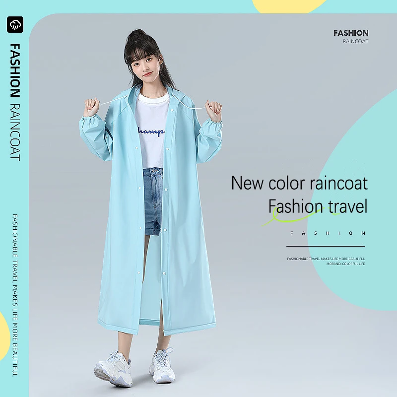 

Women Raincoat Waterproof Outdoor One Piece Thickened Windbreaker Adult EVA Raincoat Camping Reusable Poncho Rainwear