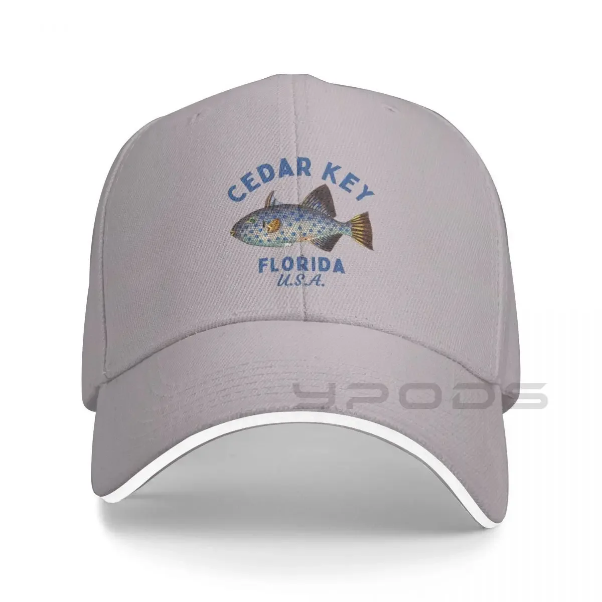 

2023 New Retro Fish Cedar Key Florida- Navy Text- Island / Beach Baseball Cap Luxury Man Hat Fishing Hat Women Winter Hat Men's