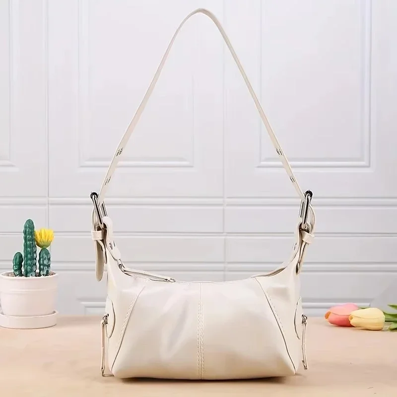 Underarm bag cool pull girl niche design shoulder bag retro leather zipper handbag shoulder bag