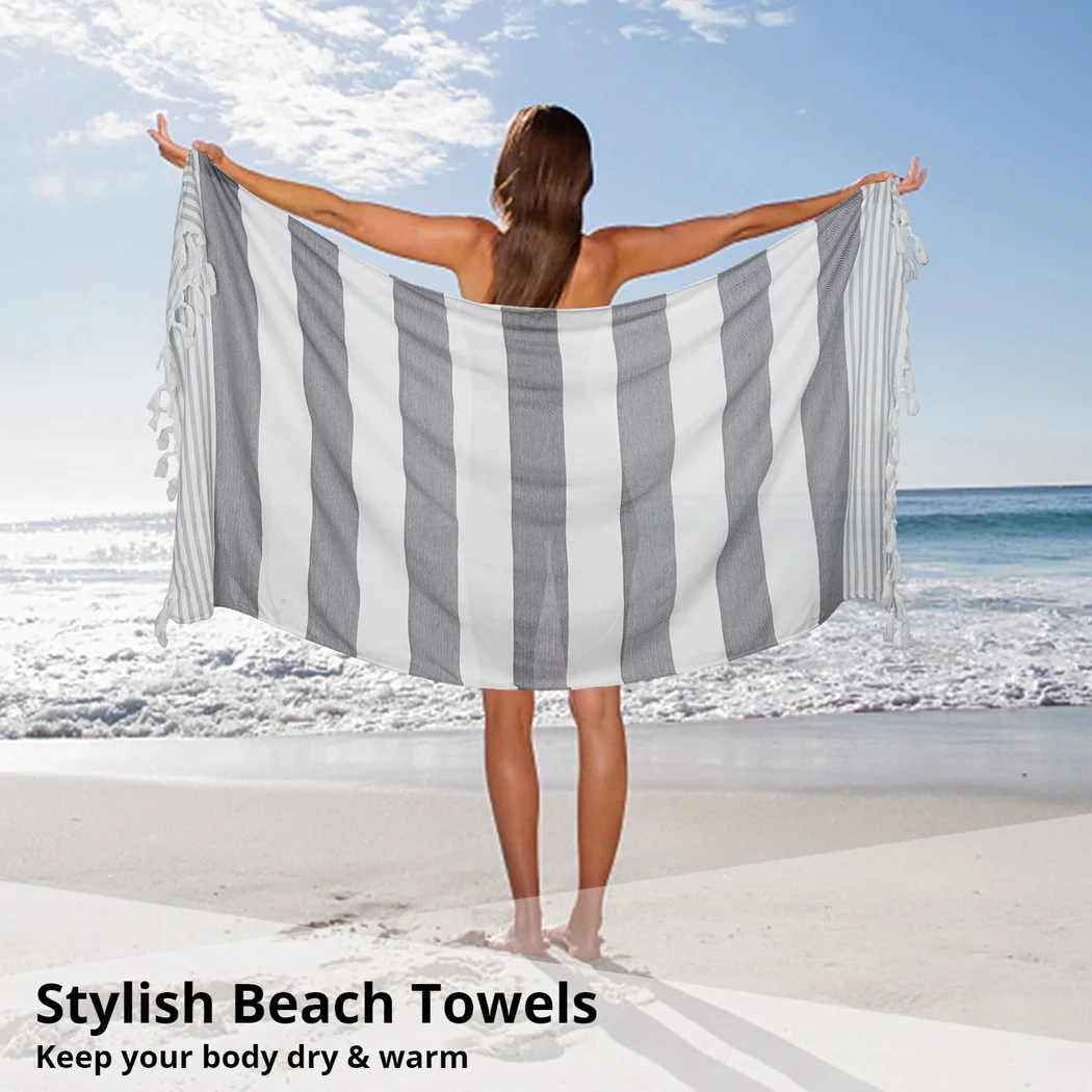 2Pcs Turkish Beach Towels Cotton Absorbent Quick-Dry Towels Oversized Beach Blankets Lightweight Travel Bath For Beaches