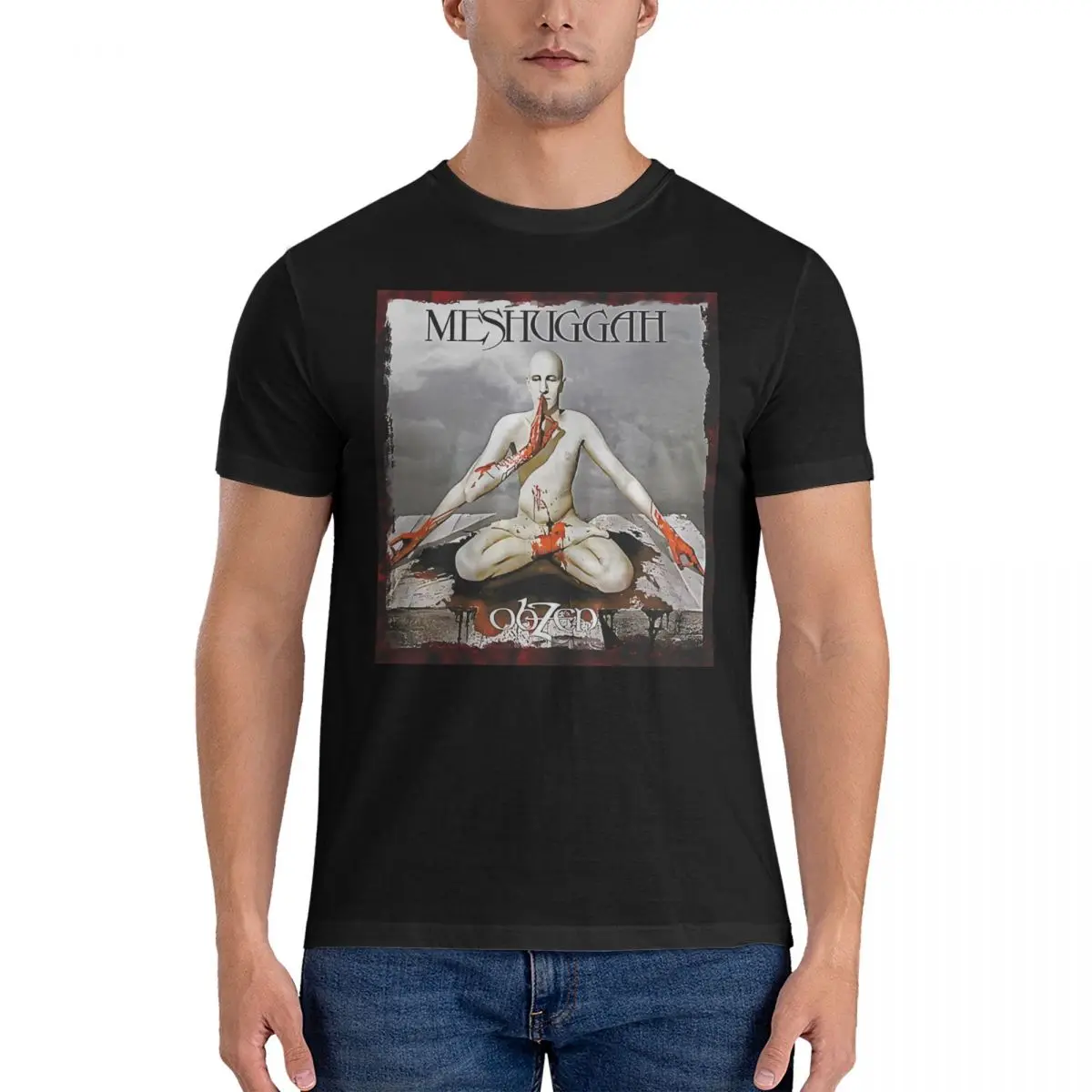 

Men T-Shirts Animal Dark Red Obzen Novelty 100% Cotton Tees Short Sleeve Meshuggah T Shirt Round Neck Clothes Gift Idea