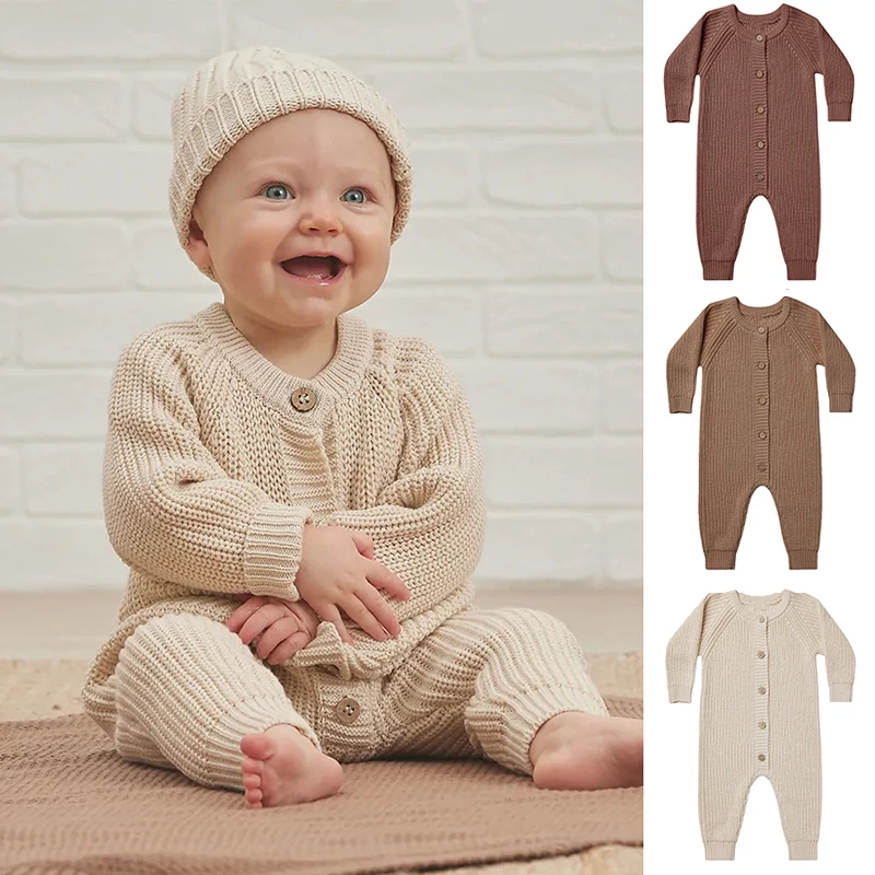 Autumn Winter Baby Knitted Romper Cotton Long sleeved Baby Boy Girl