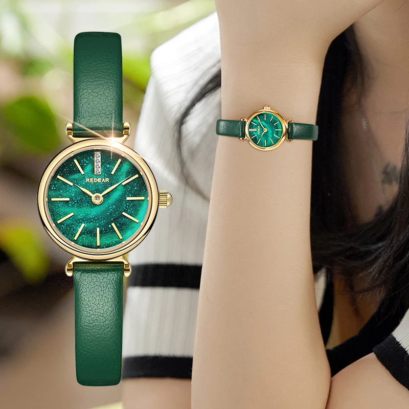 Small Dial Women Watch Fashion Watches Diamond Inlay Luxury Genuine Leather Ladies Female Quartz Waterproof Clock New Wristwatch