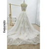 Customized Wedding Dresses Elegant Sleeveless Womens Dresses Floral Lace Applique Backless Bride Dresses Vestidos Para Mujer 5