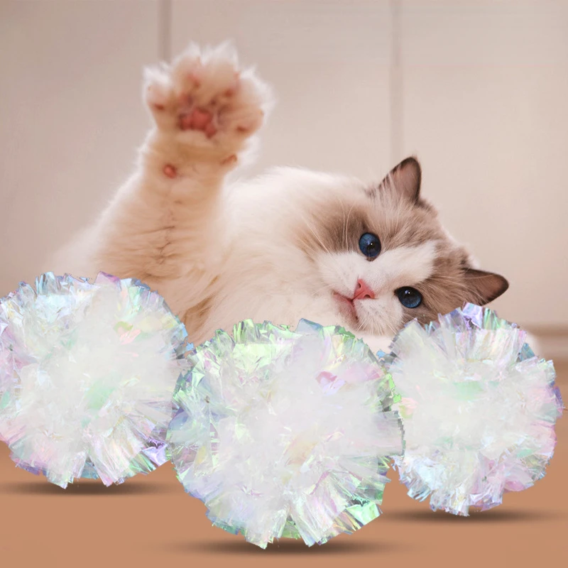 AvoDovA 20 Stück Katzen Spielzeug - Bunte Knisterbälle Mit Federn - Für Katzen & Kitten