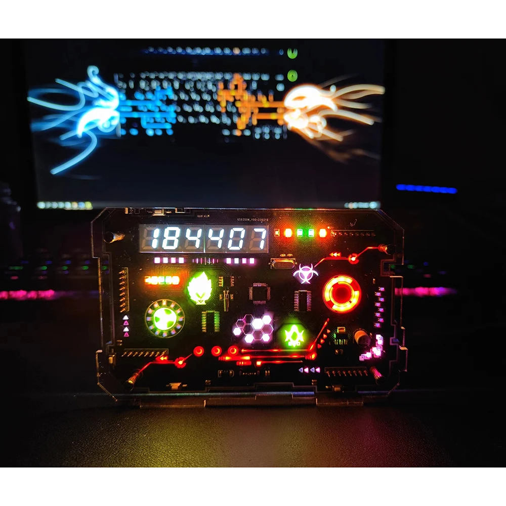 

Handmade Cyberpunk desktop 0.39 inch RGB Clock Art sense of technology gaming atmosphere room desktop decoration accessories