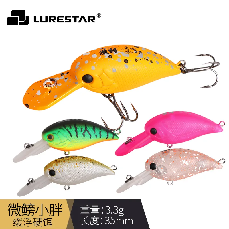 Lurestar 1Pc 3.3G Mini Crank Bait 3.5Cm Slow Floating Action Tiny Fishing Lure Vmc Hooks Ul Fishing Tackle Trota Fishing Lure